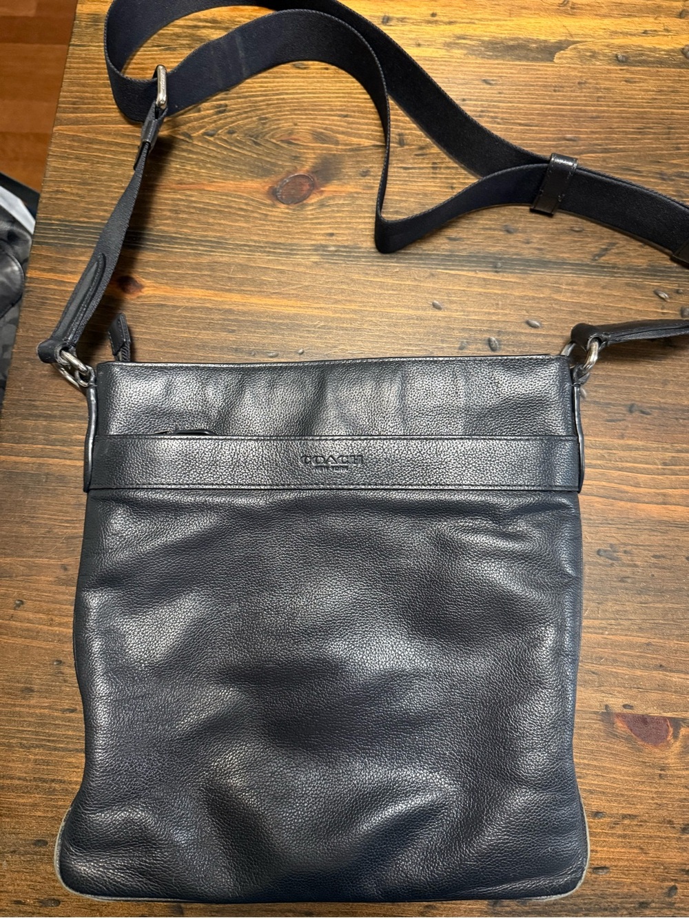 Coach Black Pebble Leather Messenger Crossbody